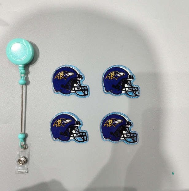 Wholesale 10pcs/Pack Football Helmet DIY Acrylic Flatbacks for Badge Reels Keychains